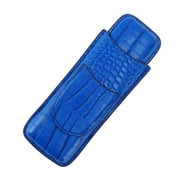 2024 Cigar Case Holder Soft Leather Portable Wear Resistant Vintage Cigar Humidor for Birthday Blue