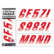 STIFFIE Techtron Red/White 3" Alpha-Numeric Identification Custom Kit Registration Numbers & Letters Marine Stickers Decals for Boats & Personal Watercraft PWC
