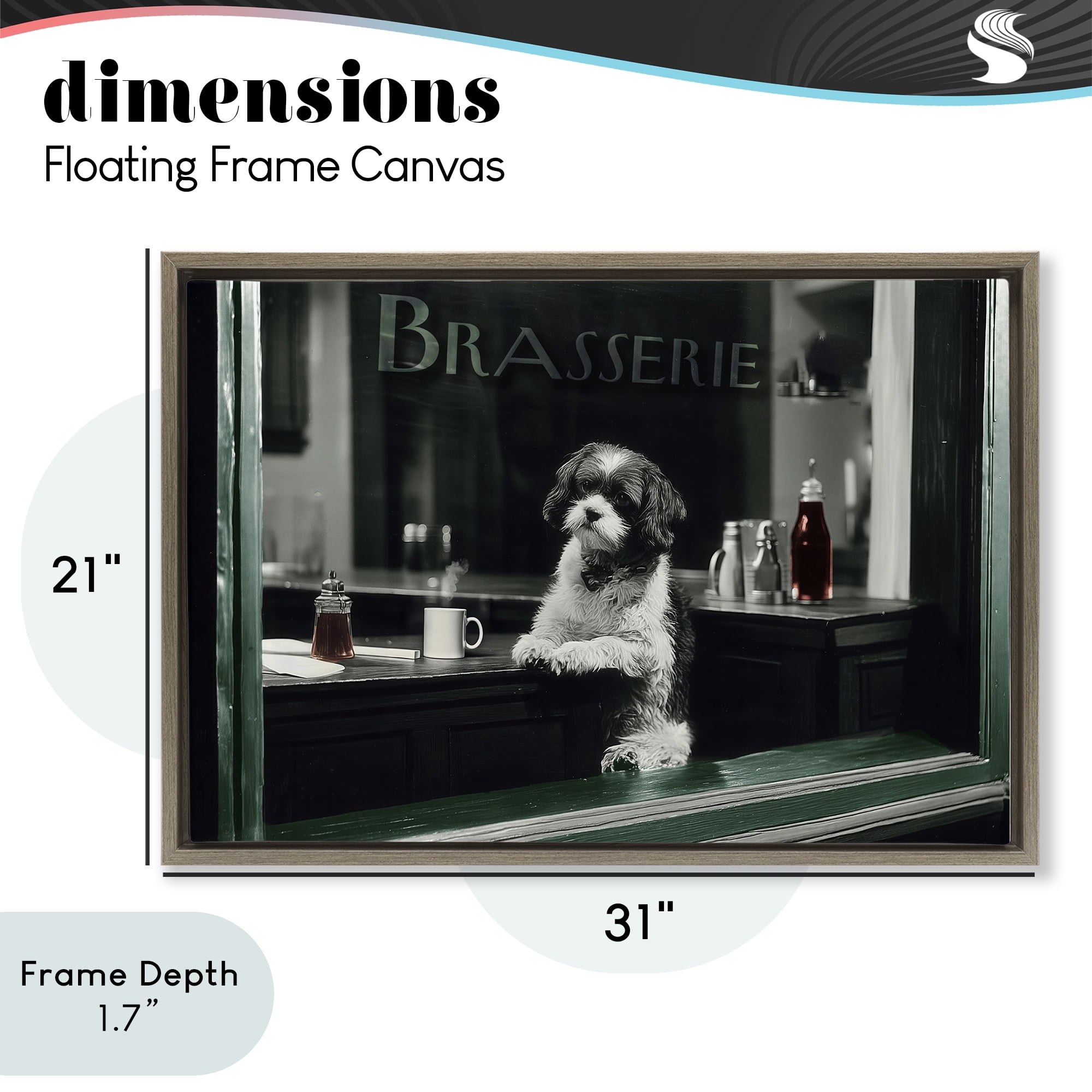 Stupell Industries Brasserie Vintage Dog in Window Brown Framed Floater Canvas Wall Art, design by Annabelle Hall