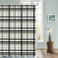 thumbnail image 3 of Fabric Shower Curtain Abstract Stripes Sage Green Black Grey Plaid Shower Curtains with 12 Hooks Waterproof Machine Washable Bath Curtains for Bathroom, 72 x 96in, 3 of 6