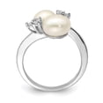 thumbnail image 6 of 925 Sterling Silver Rhodium-plated 8-9mm White 2-Freshwater Cultured Pearl and Cubic Zirconia Ring Size 6, 6 of 7