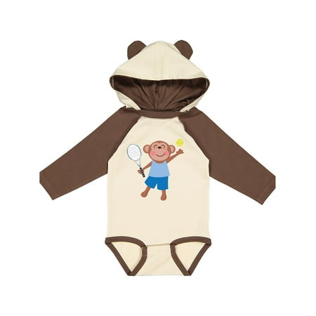 

Inktastic Tennis Monkey Kids Gift Baby Boy Long Sleeve Bodysuit