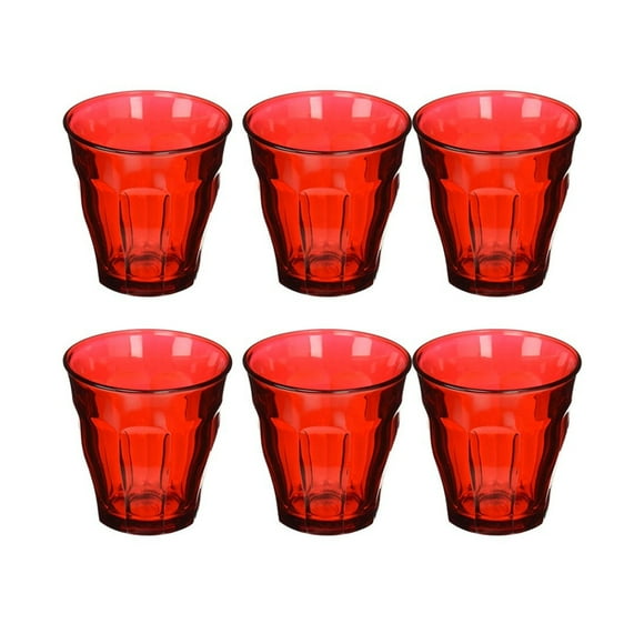 JUEGO DE 6 VASOS 25 cl ROJO H9 D8,7 cm PICARDIE DURALEX PICARDIE