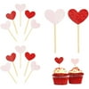 200 Pack Glitter Heart Cake Topper for Valentines, Red, Pink, Heart Decorations for Cupcakes, 3.2 inches
