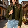 thumbnail image 2 of GUACER Suede Jackets for Women Trendy Vintage Button Down Stand Collar Structured Shoulders Casual Fall Outerwear, 2 of 7