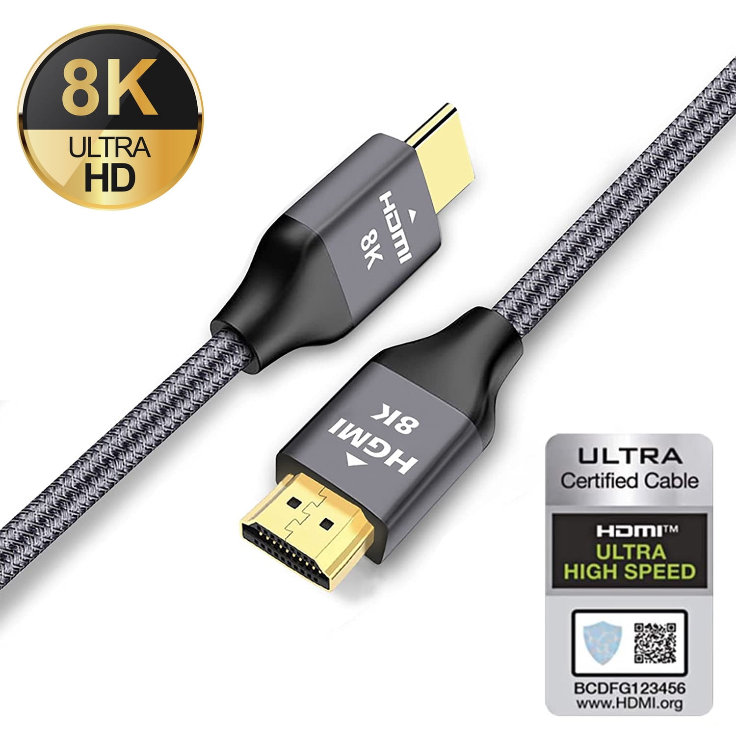 Premium Plaqué Or 8K HDMI 2.1 Tressé Câble 48Gbps 4K @ 120 PS5 Xbox X Skyq  UHD
