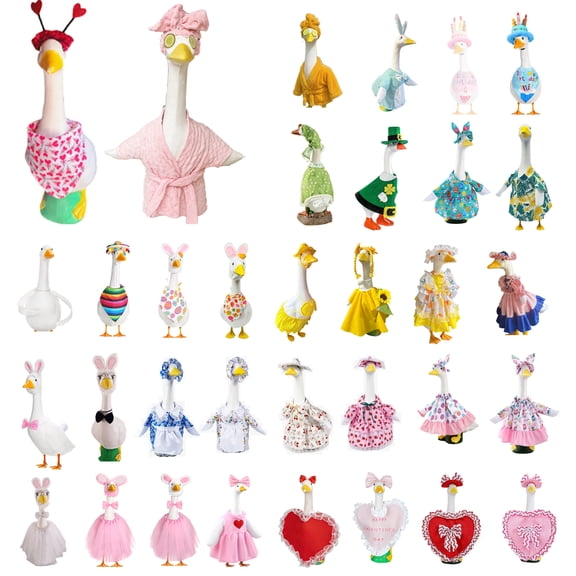 23 Inch Porch Goose Easter Outfit, Rabbit and Eggs Design Goose Clothes with Dress and Hat for Garden Yard Decoration