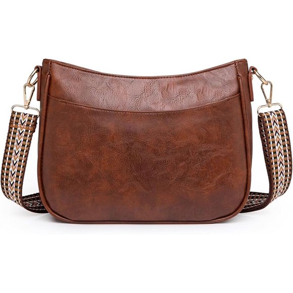 Crossbody Bag for Women, Leather Purses Hobo Handbags with Guitar Strap Shoulder Bag(brown)