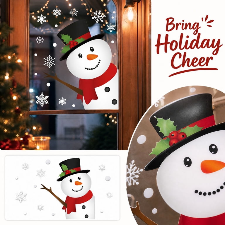 86 Decal Christmas Window Clings Static Glass Decals 4 Sheets, Reusable ...