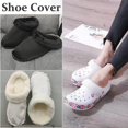 thumbnail image 2 of Black/White Plush Insoles Replacement for Women Men Thickened Comfy Themal Shoe Cover for Winter Walking, 2 of 5