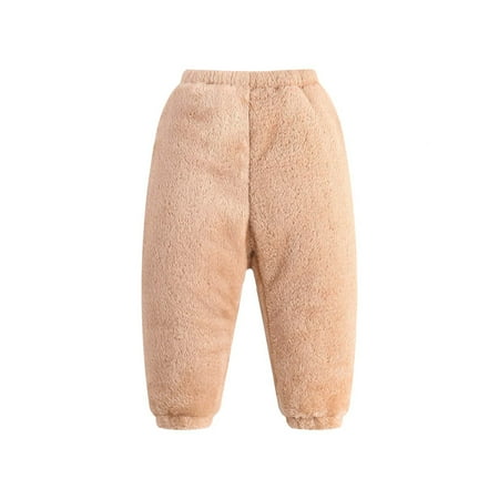 

JWZUY Toddler Boys Girls Fleece Sweatpants Thicken Winter Jogger Pants Solid Casual Elastic Waist Pants Khaki 1-2 Years