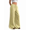 thumbnail image 2 of Wide Leg Pants for Women Flowy Palazzo Drawstring Elastic Waist Trousers Beach Vacation Clothes Yellow XXL, 2 of 8