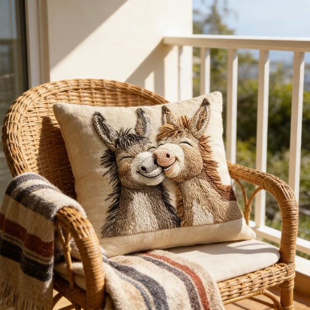 Funda de almohada de pelusa corta de 45 cm | Bonita funda de almohada decorativa con bordado para sofá, cama, sala de estar y dormitorio. Decoración del hogar.