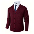 thumbnail image 2 of Men's Single Breasted Knit Sweater, V Neck Long Sleeve Cardigan, Relax Fit, Daily Commute Casual Top For Male, 2 of 9
