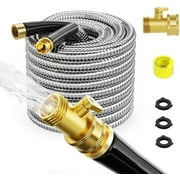 SPECILITE 304 Stainless Steel 75 FT Expandable Garden Hose, Collapsible Lightweight Flexible Water Hose with Solid Brass Fittings, Kink Free Expanding Gardening Pipe