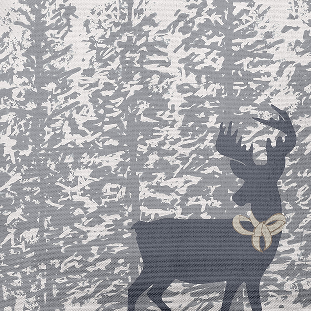 Simply Daisy Steel Colored Reindeer Through the Woods Winter Soft Spun Polyester Decorative Throw Pillow, 20" x 20"