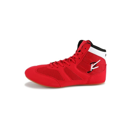 

Bellella Mens Wrestling Shoe High Top Fighting Sneakers Round Toe Boxing Shoes Breathable Boots Training Sports Red 8