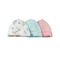 thumbnail image 1 of Carter's Baby Girls' 3 Pack Stripe Floral Caps, 0-3 Months, 1 of 1