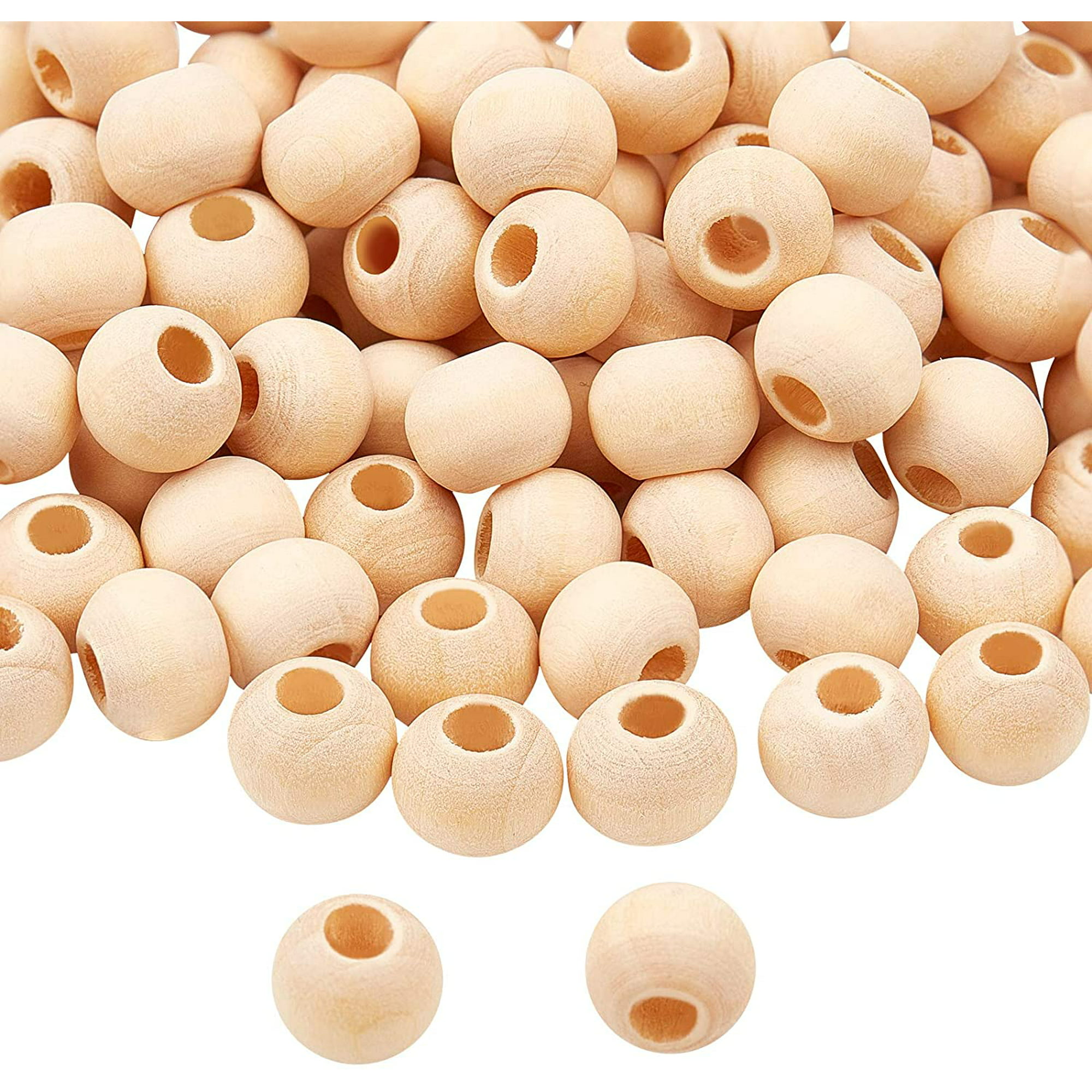 Foraineam 200 Pcs 1 Inch / 25mm Wood Beads Round Wooden Spacer Beads  Unfinished Natural Wood Loose Beads