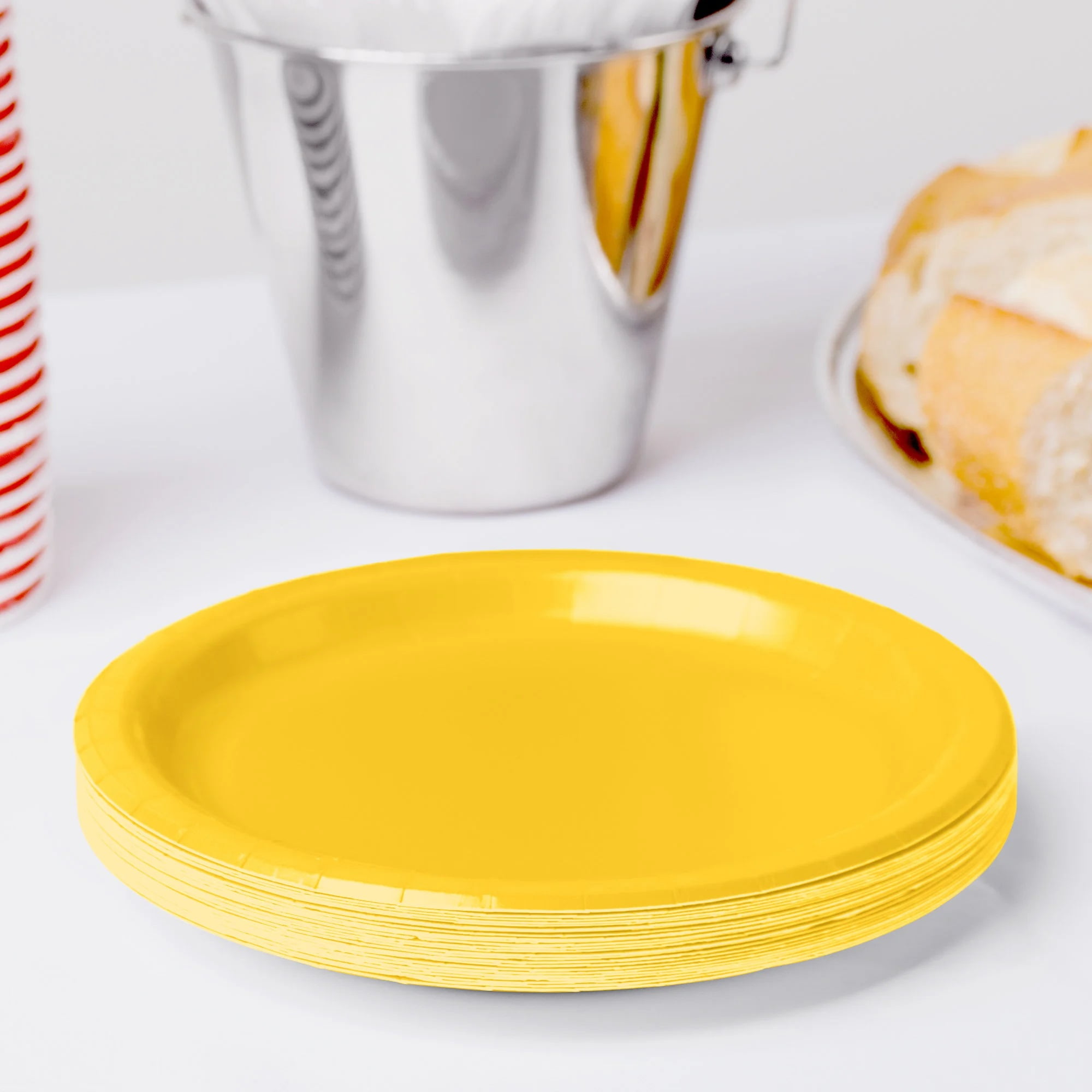 Creative Converting Touch of Color 24 Count Paper Lunch Plates, School Bus Yellow , One Size 