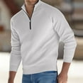 thumbnail image 2 of RYDCOT Mens Half Zip Fall and Winter Solid Color Fashionable Casual Stand up Collar Thick Sweater White, 2 of 9