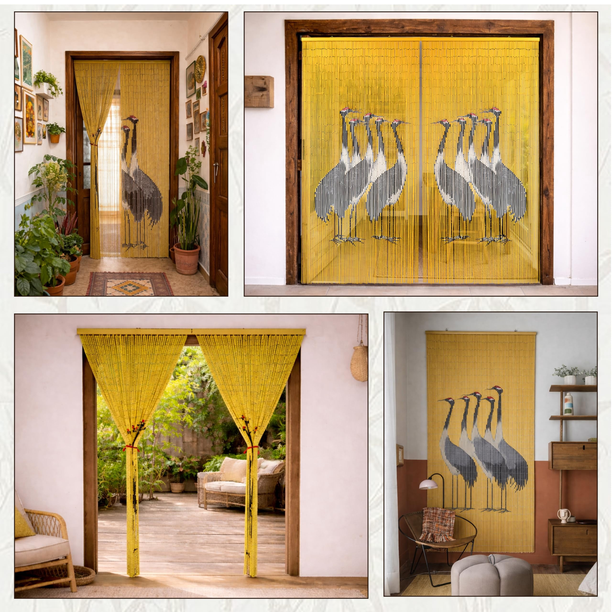 Five Cranes Curtain Beaded 35.4" x 78.7" Doorway Closet Boho Room Divider