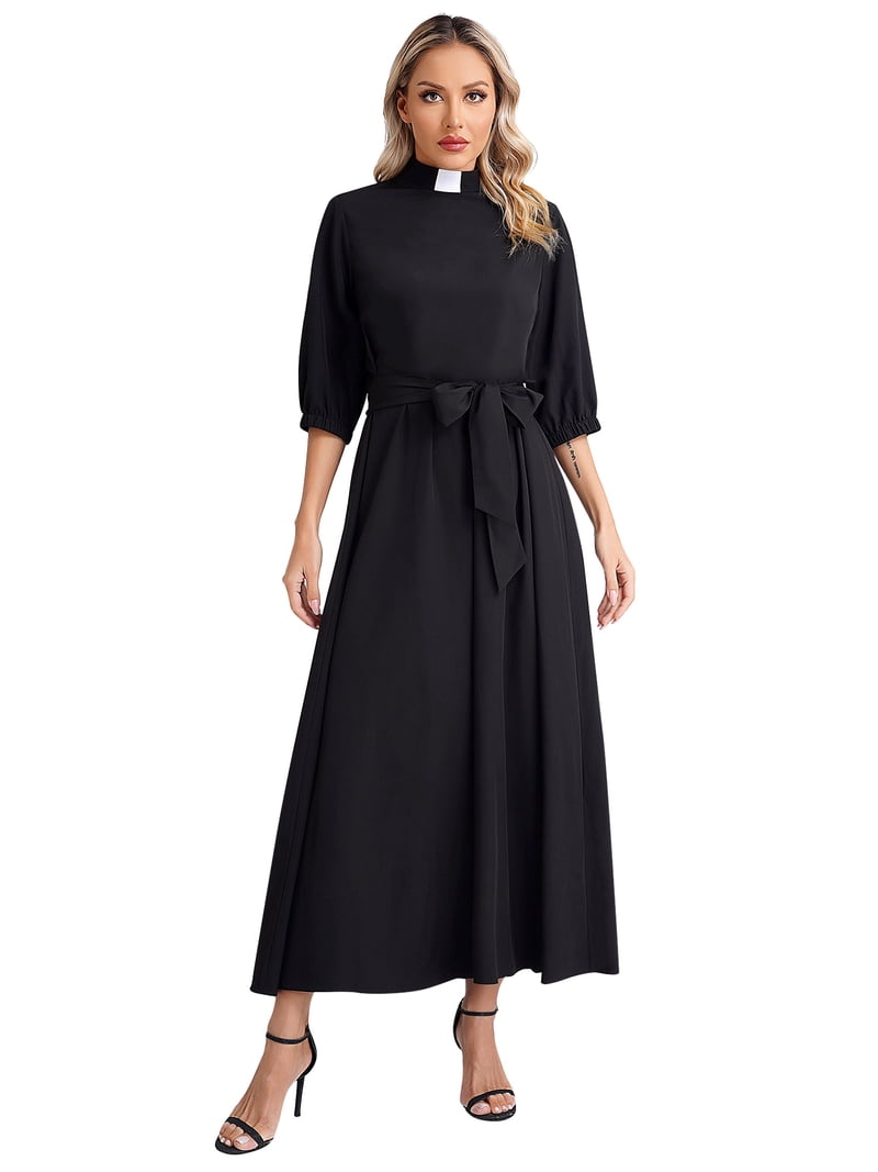 YUUMIN Women 3/4 Sleeve Mock Neck Church Dresses A-line Party Dresses  Wedding Guest Dresses Cocktail Black S - Walmart.com