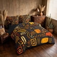 thumbnail image 2 of Manfei African Abstract Twin Bedding, Tribal Bedding Comforter Set, Orange, Yellow and Black, Black Reversible 7 Pieces, 2 of 6
