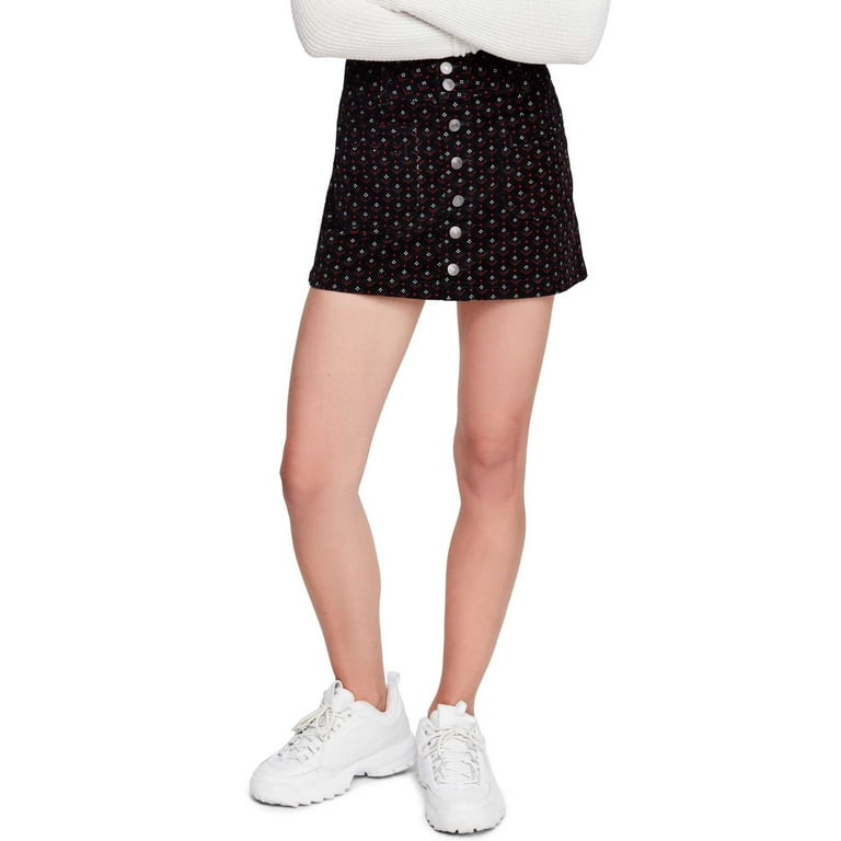 Women's black corduroy mini cheap skirt