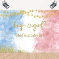 thumbnail image 2 of Gender Reveal Backdrop What Will Baby Be Photography Background Pink and Blue Boy Or Girl Watercolor Baby Shower Party Decorations Banner Supplies Photo Booth Props, 2 of 5