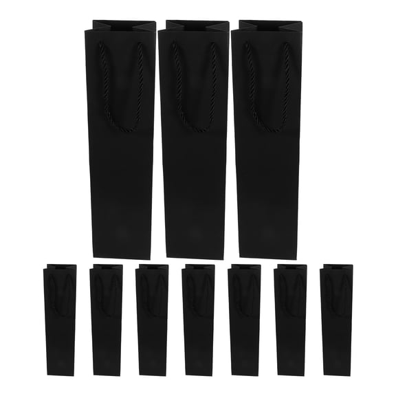 Bottle Wrapping Bags Wine for Gifts Favor Small Black Card Tote Shopping Paper 12 Pcs