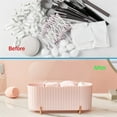 thumbnail image 4 of 3 Compartment Swab Box Storage Case,Happon Cotton Swabs Dispenser,Swab Caddy with Lid for Cotton Pads Bathroom Organizer Canisters - Pink, 4 of 7