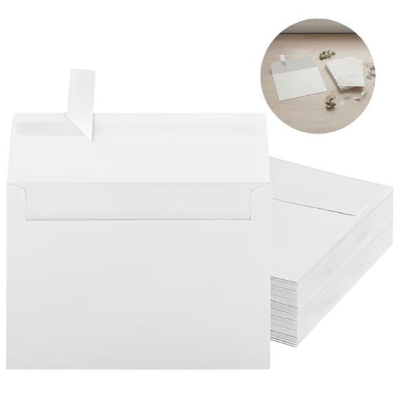 100 Pack A7 Envelopes, 7.2 x 5.3 in White Self Seal Envelopes with Self Adhesive, Printable Smooth Surface, Bulk A7 Envelopes for Invitations, Greeting Cards, Photos