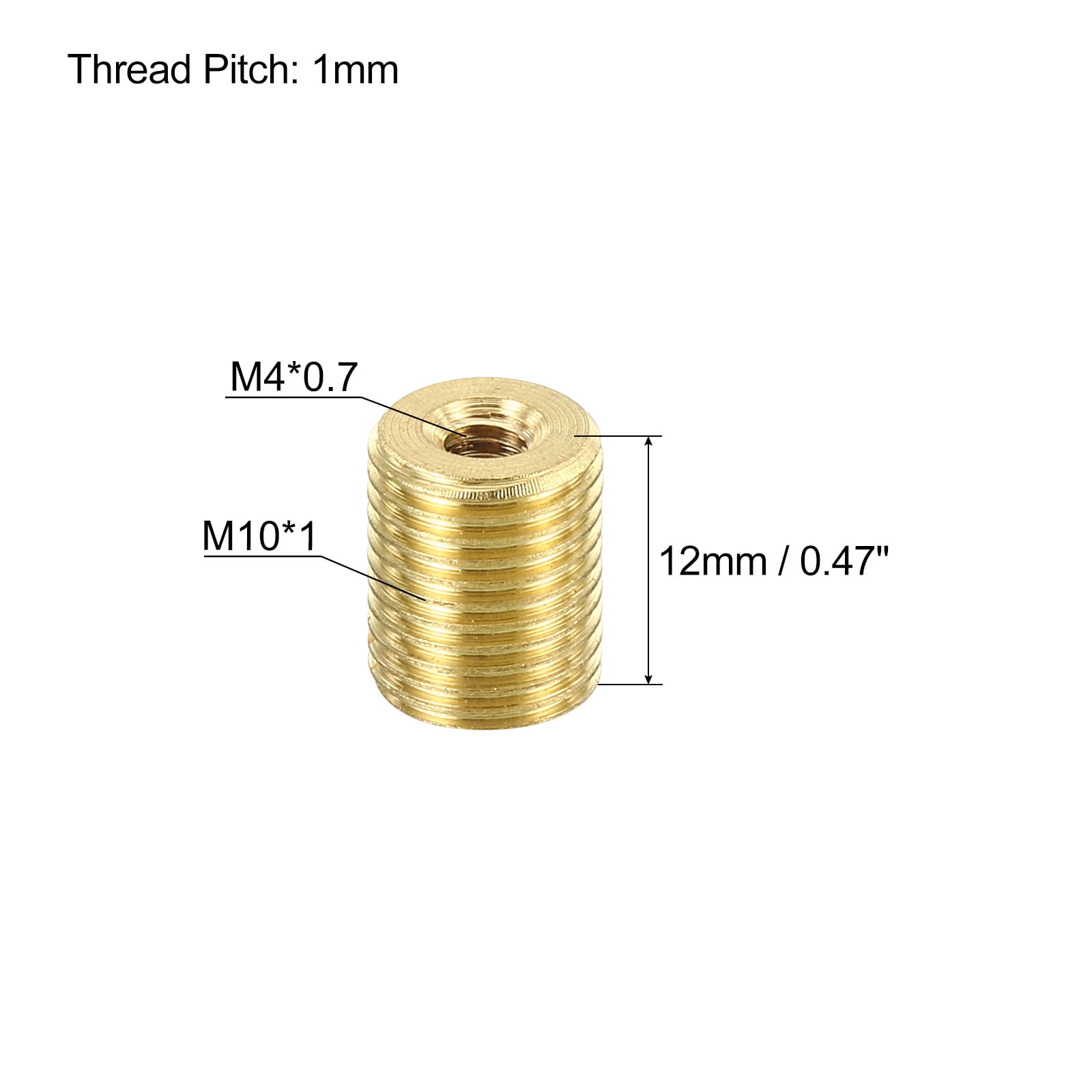 Uxcell M12 Lamp Pipe 15mm Long Threaded Hollow Tube Adapter Brass
