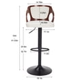 thumbnail image 3 of VECELO Bar Stools Set of 4, Mid-Century Modern Adjustable Swivel Barstools with PU Leather Upholstery Walnut Bentwood Back & Footrest, White, 3 of 9
