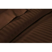 100% Egyptian Cotton, 400TC, 1 Piece Flat Sheet, 1 Piece Fiited Sheet with 14" Deep Pocket & 4 Piece Pillowcases, All Season Uses Bedsheet Set 6 Piece-Chocolate Stripe, Full Size