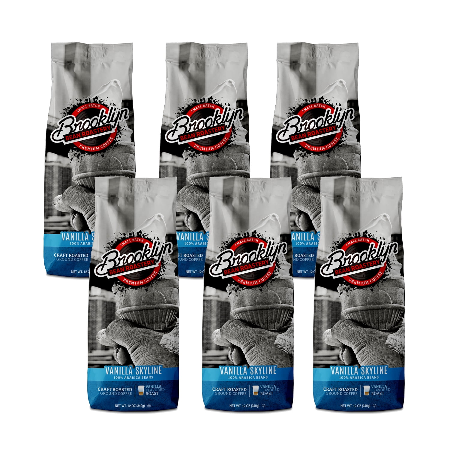 Brooklyn Bean Roastery, Medium Roast Vanila FLAVORED GROUND Coffee, Vanilla Skyline, 72 Ounces