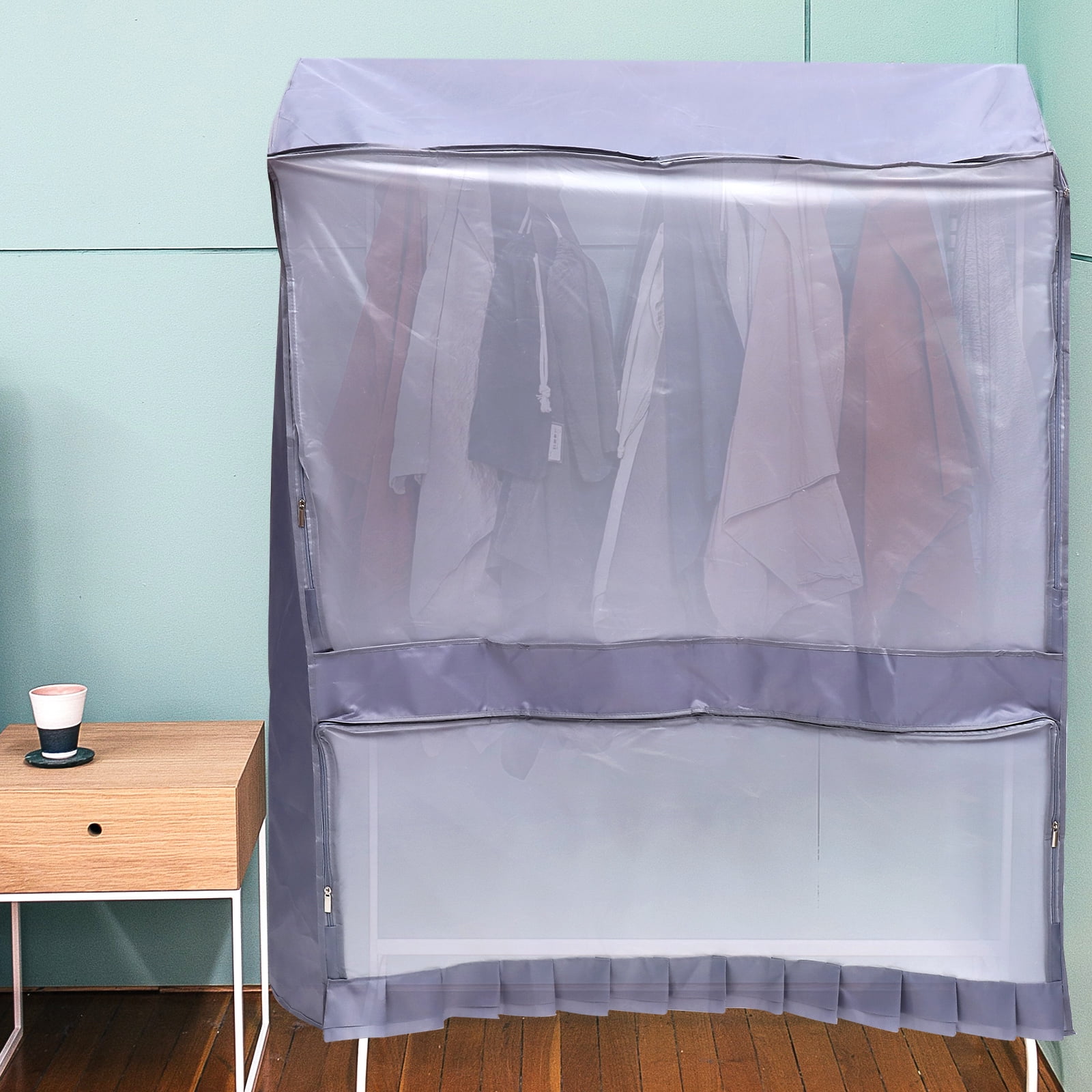 ULTNICE Grey Oxford Clothes Cover Clear Wardrobe Moisture Resistant Hanging Garment Suit Bag