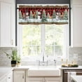 thumbnail image 3 of Christmas Trees Curtain Valances Set Vintage Green Tree Red Bow Retro Letter Kitchen Curtains 24&nbsp;inch Length Rod Pocket Valance and Tiers 3 Piece Set Small Bedroom Bathroom Laundry Decor, 3 of 7
