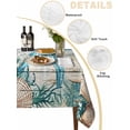 thumbnail image 5 of Teal Starfish Coastal Rectangle Tablecloth, Summer Beach Nautical Retro Waterproof & StainResistant Tablecloth, Washable Oil-proof Table Cover for Dining/Party/Wedding/Camping/Buffet 60x84 In, 5 of 9