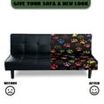 thumbnail image 5 of SCRAWLGOD Paws Print Black Futon Covers Armless Futon Bed Cover Stretch Stay in Place Couch Furniture Protector Machine Washable Dustproof Sofa Bed Slipcover, 5 of 7