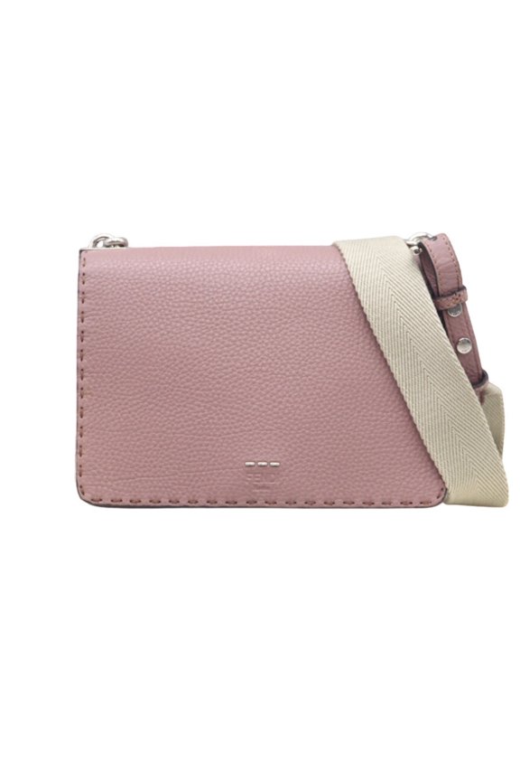 Pre-Owned FENDI Selleria Cuoio Leather Shoulder Bag 8BT296 Pink Beige for Women