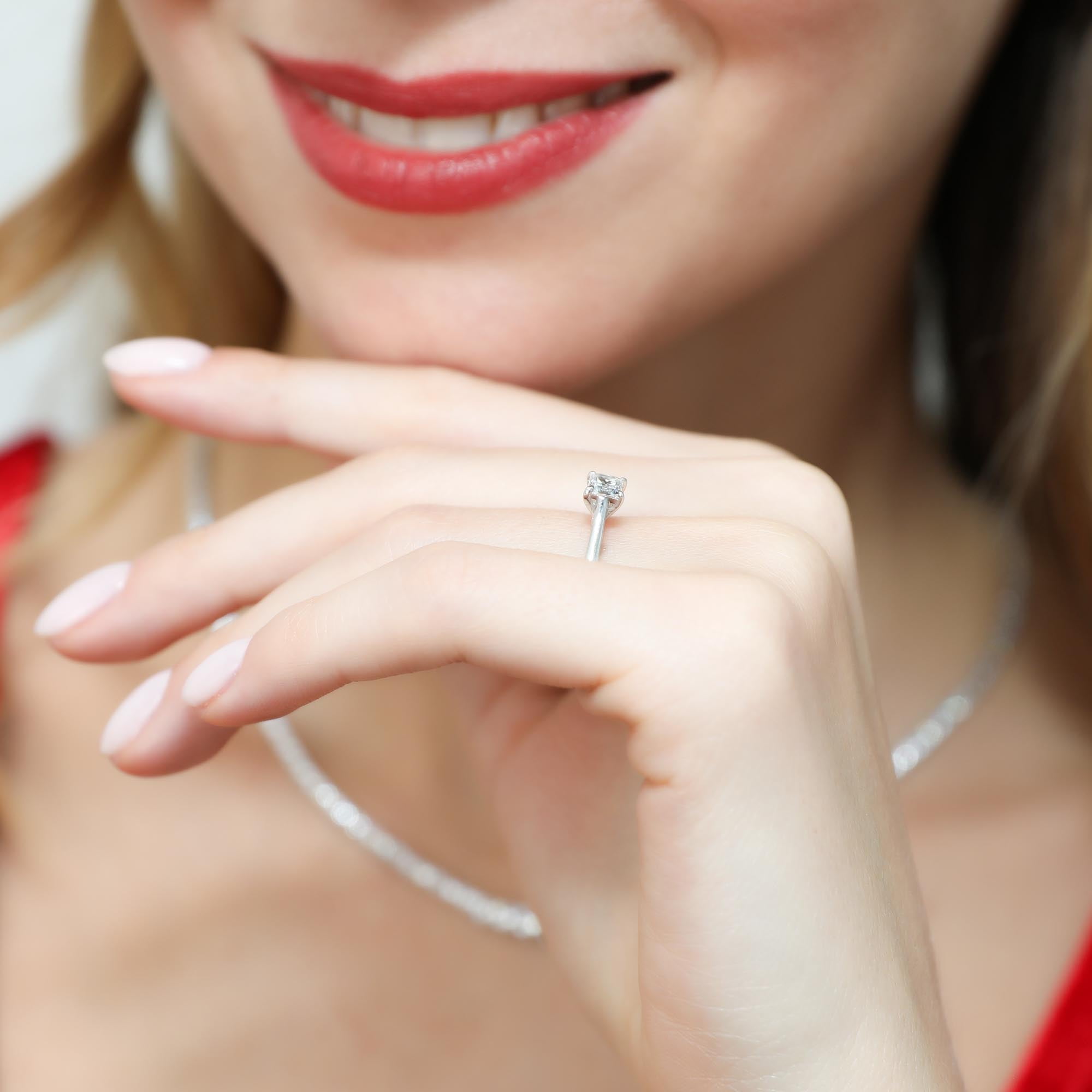 BERRICLE Sterling Silver Solitaire Wedding Engagement Rings 0.4 Carat Princess Cut Cubic Zirconia CZ Promise Ring for Women, Rhodium Plated Size 9
