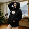 thumbnail image 2 of Stralyhd Cat Dog Pouch Hoodie for Women Cozy Soft Sweatshirts with Large Pocket Fleece Kangaroo Pouch Hoodie Hooded Small Animal Carrier Pullover Black L, 2 of 9