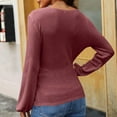 thumbnail image 4 of AherBiu Going out Tops for Women Low Cut Wrap Deep V Neck Long Sleeve Fall Casual Cute Shirts Plain Blouse, 4 of 9