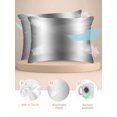 thumbnail image 2 of Dark Gray Satin Pillowcase for Hair and Skin with Zipper, Soft Breathable Cooling Silk Pillow Cases, Gradient White Abstract Minimalist Stripe Throw Pillow Covers Standard Size 20"x26" Set of 2, 2 of 6