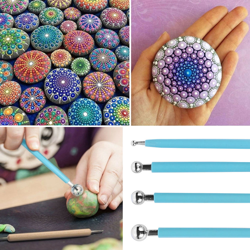 13PCS Mandala Dotting Tools Set Pen Dotting Tools Mandala Stencil Ball  Stylus Paint Tray for Painting Rocks, Coloring, Drawing
