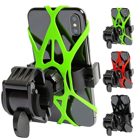 Biiend Universal Adjustable Silicone Phone Holder for Smartphones - Black, Green, Red (3 Pack)