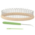 thumbnail image 1 of Telar de madera con bolsillo redondo para tejer, herramienta artesanal con bolsillo para telar y aguja para bufandas y calcetines., 1 of 14