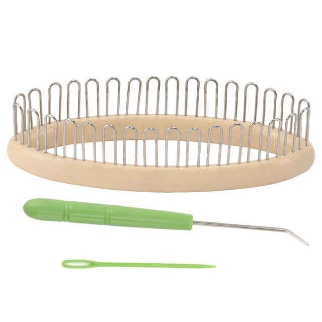 Telar de madera con bolsillo redondo para tejer, herramienta artesanal con bolsillo para telar y aguja para bufandas y calcetines.